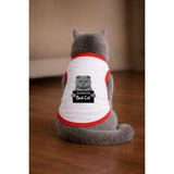 Petite Pati Beyaz Wanted Scottish Baskili Kedi Tshirt Kedi Kiyafeti (%100 Pamuk Penye) - XS
