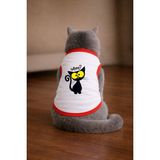 Petite Pati Beyaz What Cat Baskili Kedi Tshirt Kedi Kiyafeti (%100 Pamuk Penye)