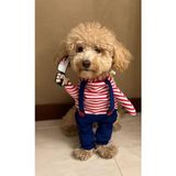 Petite Pati Chucky Katil Bebek Onden Giydirmeli Köpek Kıyafeti Kostümü - Lacivert