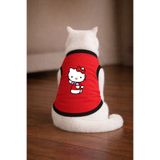petite pati Kırmızı Hello K1 Baskili Kedi Tshirt Beden L kedi kiyafeti (%100 pamuk penye)