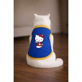 Petite Pati Mavi Hello K1 Baskili Kedi Tshirt Kedi Kiyafeti (%100 Pamuk Penye)