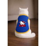 Petite Pati Mavi Hellok 6 Cat Baskili Kedi Tshirt Kedi Kiyafeti (%100 Pamuk Penye) - XS