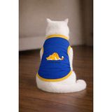 Petite Pati Mavi Tembel Cat Baskili Kedi Tshirt Kedi Kiyafeti (%100 Pamuk Penye) - XL
