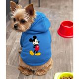 Petite Pati Mickey Baskili Ici Polarli Köpek Kıyafeti Sweatshirt - Mavi - XL