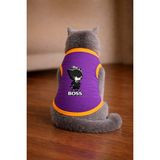 Petite Pati Mor Boss Cat Baskili Kedi Tshirt Kedi Kiyafeti (%100 Pamuk Penye)