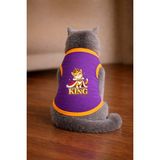Petite Pati Mor King Cat Baskili Kedi Tshirt Kedi Kiyafeti (%100 Pamuk Penye) - XS