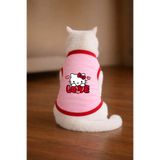 petite pati Pembe hellok 6 Cat Baskili Kedi Tshirt Beden L kedi kiyafeti (%100 pamuk penye)