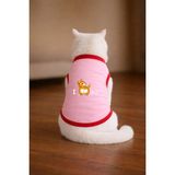 Petite Pati Pembe Love U Tekir Baskili Kedi Tshirt Kedi Kiyafeti (%100 Pamuk Penye) - XS