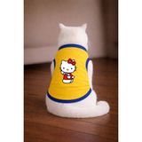 Petite Pati Sarı Hello K1 Baskili Kedi Tshirt Kedi Kiyafeti (%100 Pamuk Penye) - 2XL