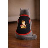 petite pati Siyah king Cat Baskili Kedi Tshirt Beden XL kedi kiyafeti (%100 pamuk penye)