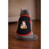 Petite Pati Siyah Queen Cat Baskili Kedi Tshirt Kedi Kiyafeti (%100 Pamuk Penye)