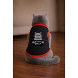 petite pati Siyah Wanted British Baskili Kedi Tshirt Beden L kedi kiyafeti (%100 pamuk penye)