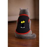 Petite Pati Siyah What Cat Baskili Kedi Tshirt Kedi Kiyafeti (%100 Pamuk Penye)