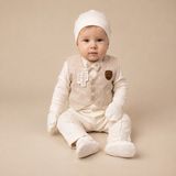 Petite Ponpon Baby Erkek Bebek Krem Yelekli Papyonlu Takım - 0 - 3 Ay - Krem - Beyaz