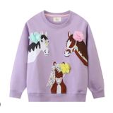 Petityu Atlı Patch Mor Sweatshirt 6-8 Yaş