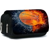 Petityu Basketbol Çift Fermuarlı Kapak Kapama Büyük Kapasiteli Kalem Kutusu - Siyah - Standart
