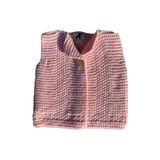 Petityu El Yapımı Pamuk Örgü Hırka Yelek- Pembe PEMBE