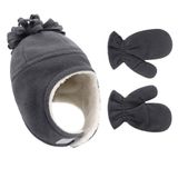 Petityu Koyu Gri Polar Yumuşacık Sıcacık Çocuk Bere Eldiven Set 3-6 Yaş