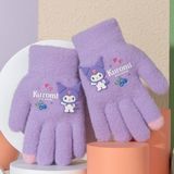 Petityu Kuromi Mor Örme Yün Eldiven Parmak Ucu Pembe 3-7 Yaş