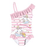 Petityu My Melody Cinnamoroll Pembe Beyaz Çizgili Fırfırlı Mayo 3-5 Yaş