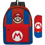 Petityu Super Mario Mavi Kırmızı Ilkokul Ortaokul Sırt Çantası ve Kalem Kutu Set