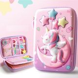 Petityu Unıcorn 3D Hard Case Sert Kapaklı Büyük Boy Pembe Kalem Kutusu Eğlenceli Tasarım
