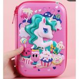 Petityu Unicorn Fuşya Pembe Cupcake 3D Dikdörtgen Büyük Kapasiteli Kız Çocuk Kalem Kutu