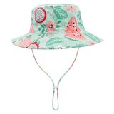 Petityu UPF50+ Güneş Korumalı Karpuz Desenli Mint Yeşili Pembe Şapka 0-3 Yaş