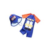 Petityu UPF50+ Güneş Korumalı Scubadiver Dalgıç Desenli Şirin Mavi Erkek Çocuk Mayo Şapka Set