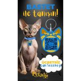 Petjoo 1.Bastet Sarı-Mavi Qr'lı Kedi Künyesi