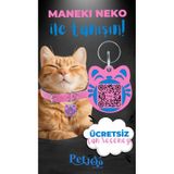 Petjoo 4.Maneki Neko Mavi-Pembe Qr'lı Kedi Künyesi