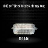 PETKAP Eltron Sızdırmaz, Yüksek Kapaklı, Şeffaf Plastik Kap – 1000 cc Kapasiteli, 100 Adet, Kurabiye, Gıda Saklama ve Servis Kabı - 1 lt