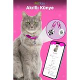 Petkay Kediler Için Akıllı Künye, Nfc Dijital Isimlik Ve Tasma Künyesi Qr Kod Künye Paslanmaz Çelik Pembe İsimli Kedi Tasması, Kedi İsimlik