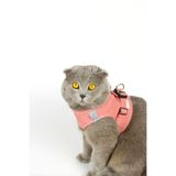 Petköy Kedi Gezdirme Tasması - Kedi Tasması Göğüs Tasma Seti Yumuşak Süet Pembe Renk