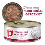 Petlebi Sos İçinde Fileto Taze Ton Balıklı ve Karidesli 70 gr Kedi Konservesi