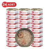 Petlebi Sos İçinde Tiftiklenmiş Taze Tavuk Etli ve Karidesli 24x70 gr Kedi Konservesi