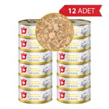 Petlebi Sos İçinde Tiftiklenmiş Taze Tavuk Etli ve Somonlu 12x70 gr Kedi Konservesi