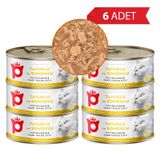 Petlebi Sos İçinde Tiftiklenmiş Taze Tavuk Etli ve Somonlu 6x70 gr Kedi Konservesi