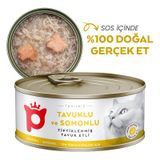 Petlebi Sos İçinde Tiftiklenmiş Taze Tavuk Etli ve Somonlu 70 gr Kedi Konservesi