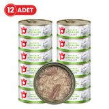 Petlebi Sos İçinde Tiftiklenmiş Taze Tavuk Etli ve Ton Balıklı 12x70 Kedi Konservesi