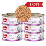 Petlebi Sos İçinde Tiftiklenmiş Taze Tavuk Etli ve Ton Balıklı 6x70 gr Kedi Konservesi