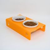 Petmagic Akrilik, Pleksi Kedi, Köpek Beyaz Seramik İkili Mama ve Su Kabı (Sarı)