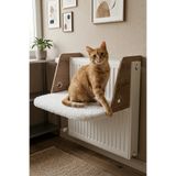 Petolojim Kalorifer Askılı Güçlü Ahşap Kedi Yatağı Kedi Radyatör Yatağı Yıkanabilir Peluş Yatak
