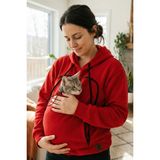Petolojim Pati Kucağı Sweatshirt (Kanguru Keseli Kedi-Köpek Taşıma Kıyafeti) L/xl Beden Oversize - Kırmızı