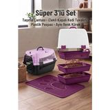 Petozi Elekli Kedi Tuvaleti Başlangıç Seti 3\'lü Set - Fuşya