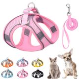 PETPUBGNZS Yumuşak Küçük Köpek Koşum Takımı ve Tasma Seti Hava Örgüsü Yavru Köpek Koşum Tasması Kolay Yürüyüş Köpek Koşum Yeleği Ayarlanabilir Reflektörlü Çekmez Küçük Köpekler Kediler için Köpek