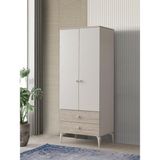 Petra 2 Kapaklı Aynalı Elbise Dolabı Gardrop 120 x 55 x 200 - Krem