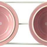 PetRageous 44355 Toftees Paws Diner with Two 1-Cup Bulaşık Makinesinde Yıkanabilir Taş Kase Kapasitesi 10,75 İnç Uzunluk 5,25 cm Uzunluğunda, Ekstra Küçük ve Küçük Köpekler ve Kediler için, Beyaz ve