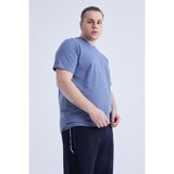 Petrol Basic Kısa Kol O Yaka Erkek Büyük Beden T-Shirt - 88072 | 5XL