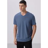 Petrol Basic Kısa Kol Standart Kalıp V Yaka Erkek T-Shirt - 87912